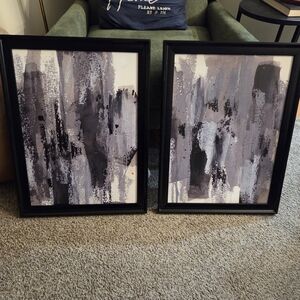 Abstract Black and Gray Framed Art Set